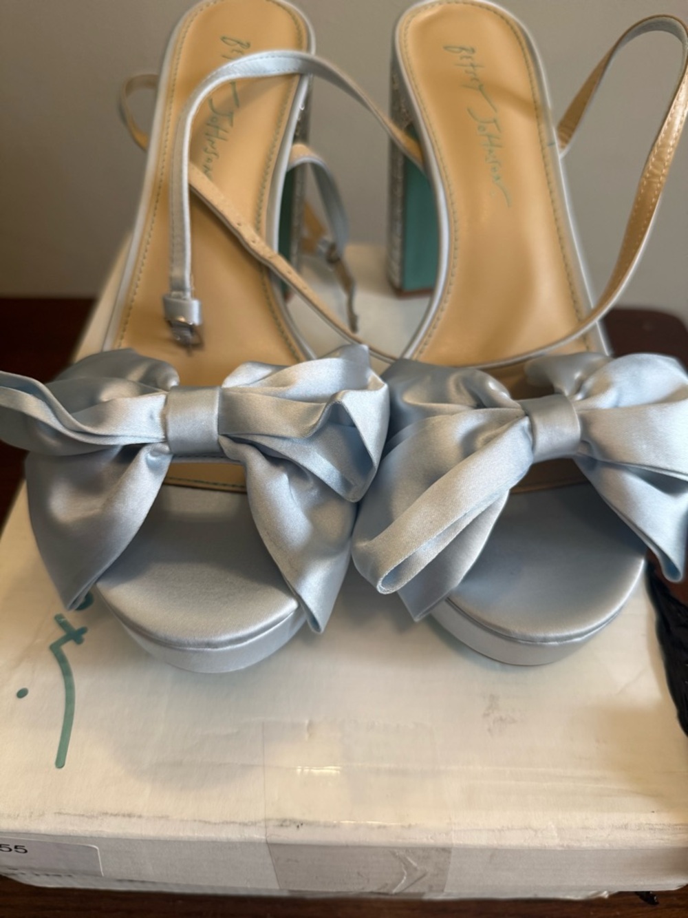 Betsey Johnson SB Aida mirrored heel Blue  Sandals with Bow NEW 10 - Picture 6 of 9